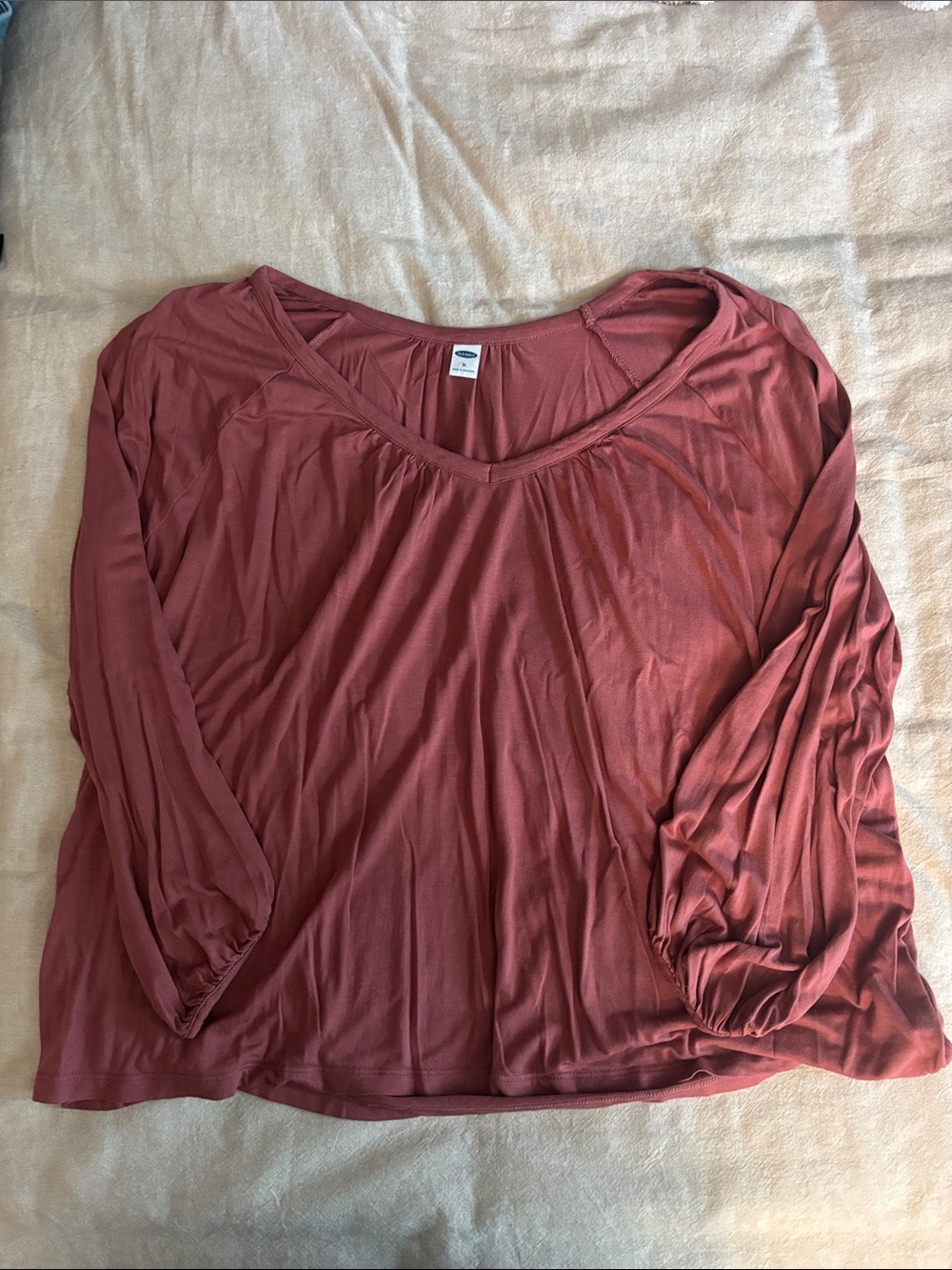 Old Navy Women’s V-Neck Long Sleeve Top - Dusty Rose